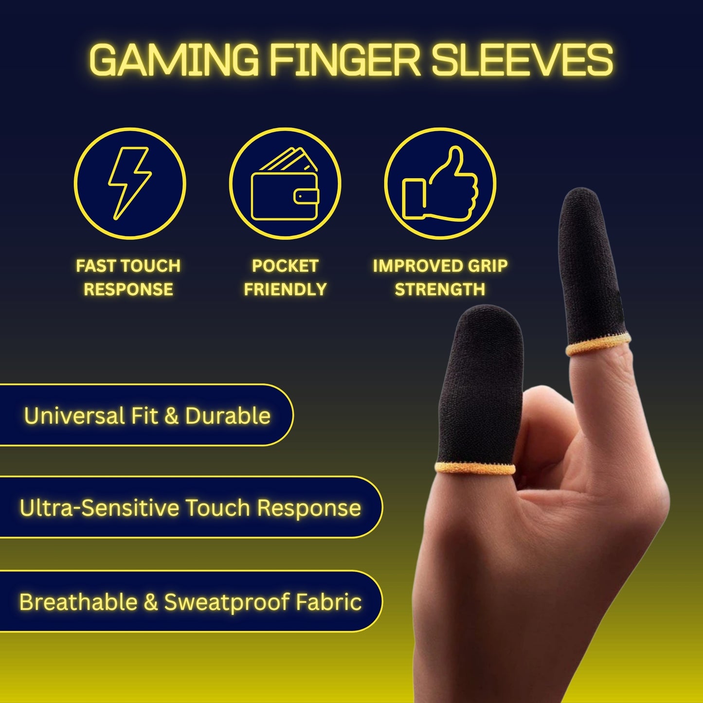 Mobile Gaming Finger Sleeves – Thumb + Finger Set | Pack of 10 Pairs | Ideal for BGMI, COD, Free Fire