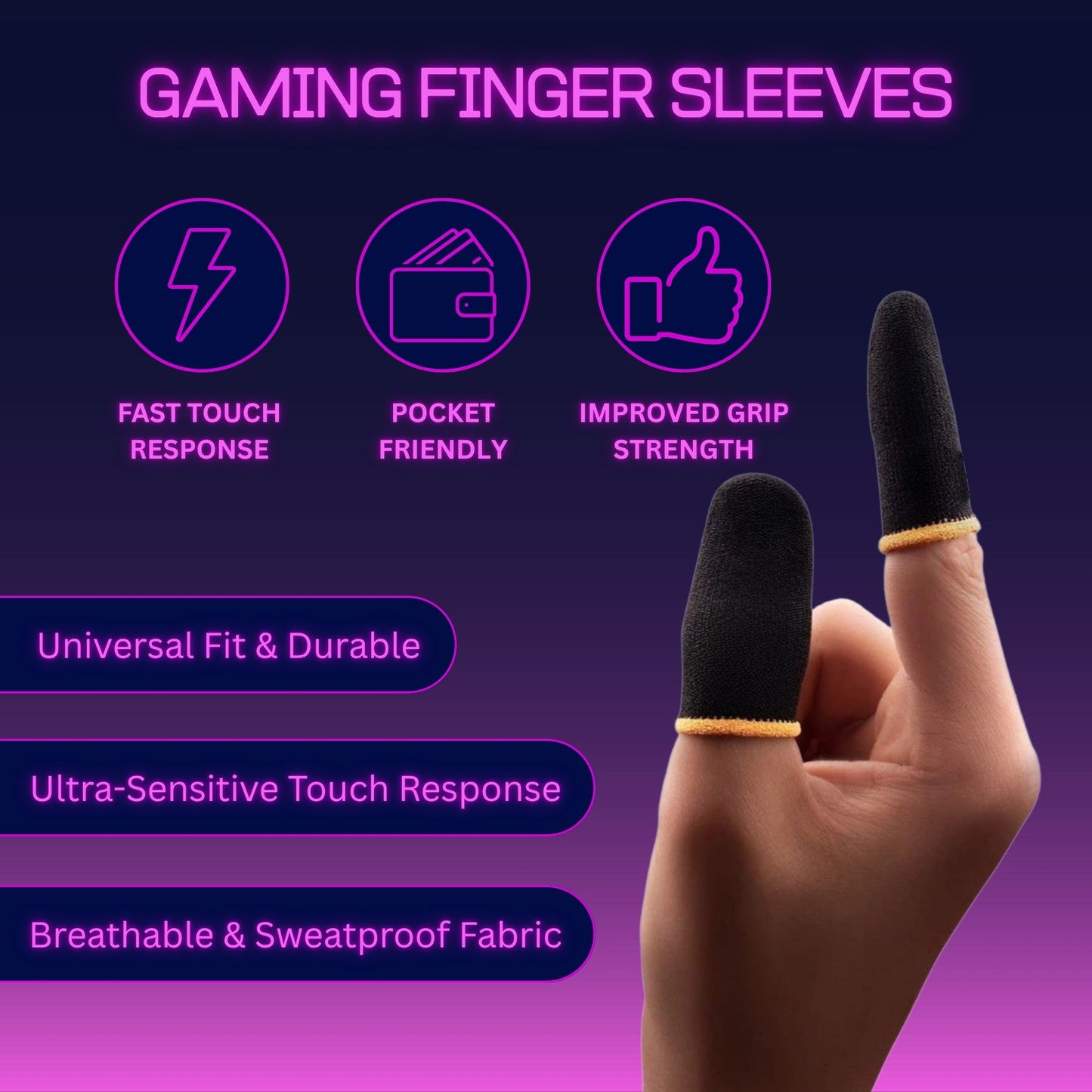 Mobile Gaming Finger Sleeves – Thumb + Finger Set | Pack of 6 Pairs | Ideal for BGMI, COD, Free Fire
